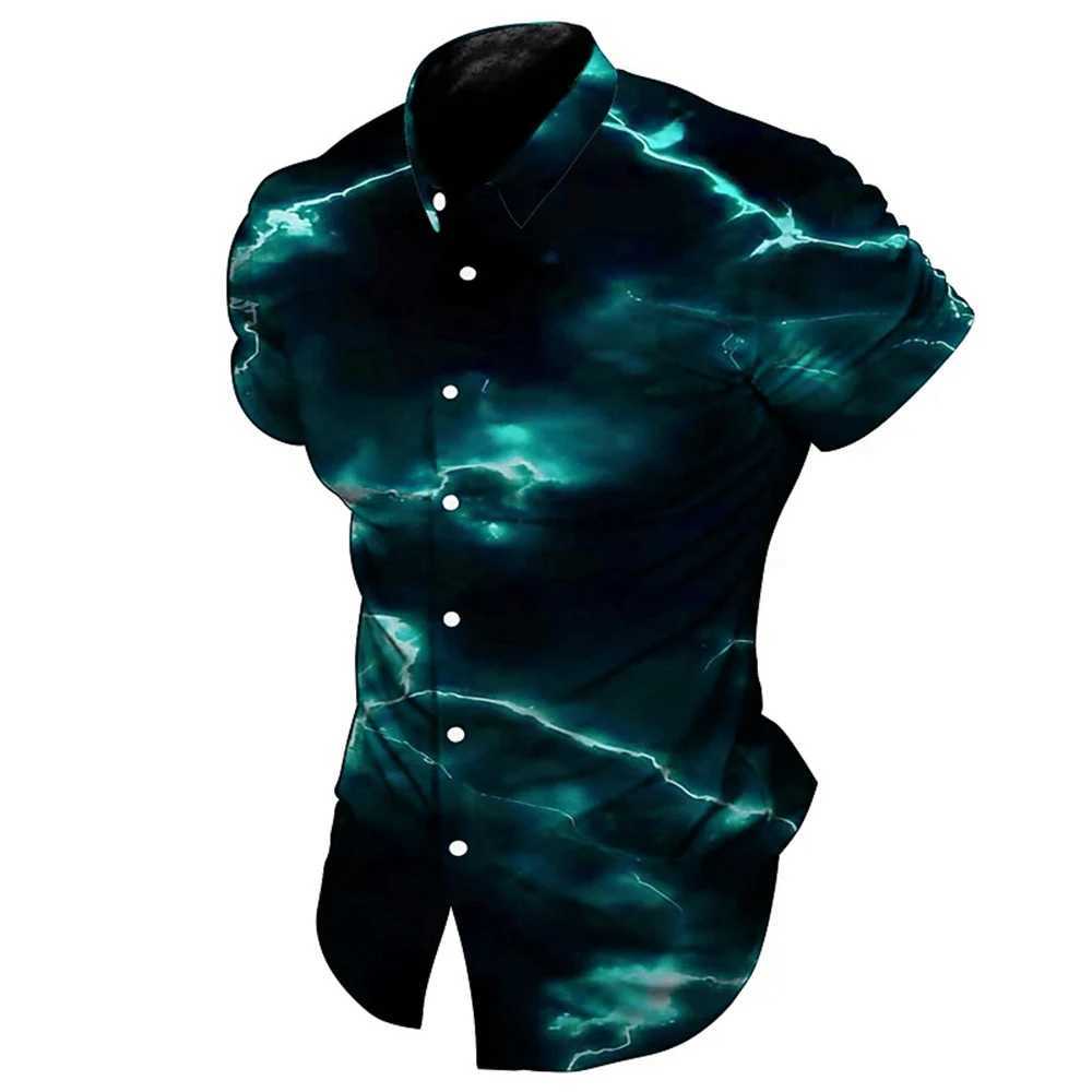 Summer Lightning 3D Print Shirts Men Fashion Hawaiian Shirt Casual Vintage Streetwear Short Sleeve Shirt Blouse Man ClothingXJ250121