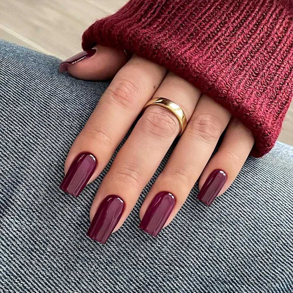 24pcs/pack burgundy square nails press on nails beautiful nails artificial fake nails y2k girls red nails for women girlsW250120