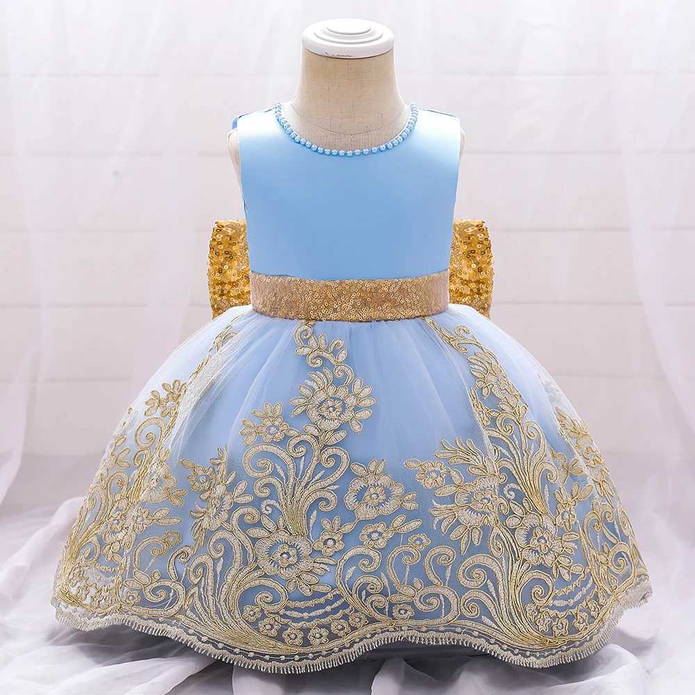 Vintage Girls Big Bow Wedding Bridesmaid Party Dress Kids Flower Embroidery Fashion Dresses Young Girl V-neck Clothes New Wear X250203