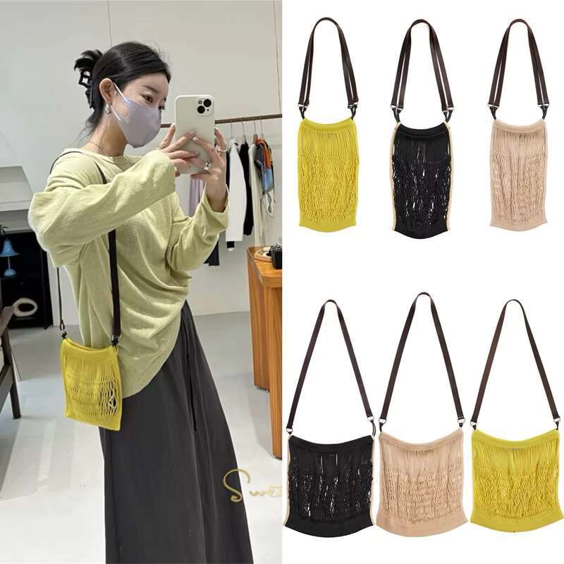 Fashion Hollow Out Women Shoulder Bags Handmade Weave Crossbody Casual Summer Beach Bag Fishnet Tote Shopper Purses 2024