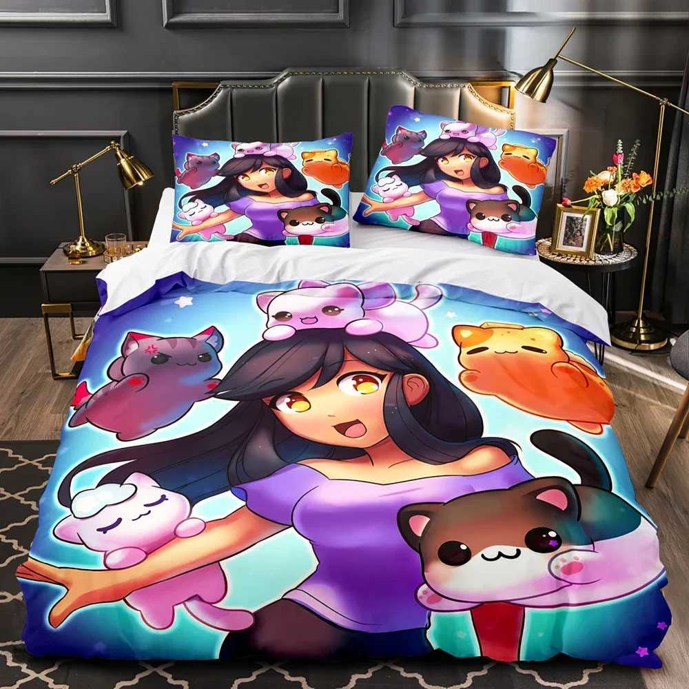 Aphmau bedding single double bed full size Kawaii Aphmau bedding Alult childrens bedroom Duvetcover set 3D printed 035 X250203