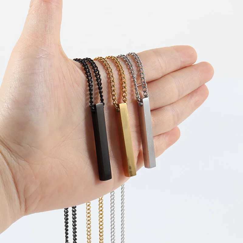 Mens Jewellery New Vintage Rectangle Pendant Necklace Men Width 3mm Stainless Steel Handmade Chain Necklace for Men Jewelry GiftXJ250121