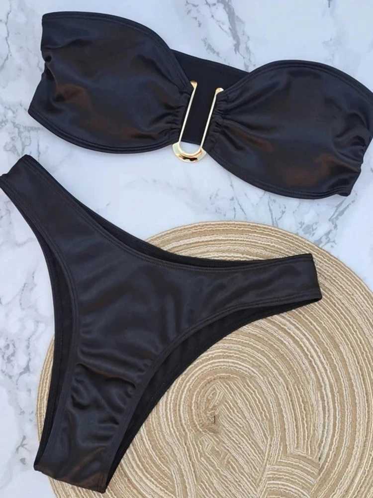 OIINAA Bathing Suit Women Sexy Solid U Shaped Swimwear Strapless Bikini Set Beachwear Fe Two-pieces Summer Swimsuit BiquinisXJ250120