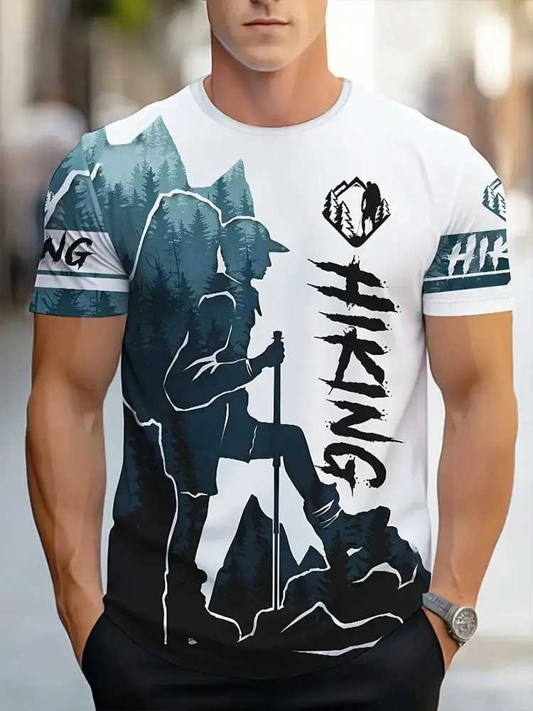 3D Mountain Print Mens T-shirt Summer Outdoor Comfortable Breathable Short-sleeved Top Outdoor Lovers Oversized Mens T-shirtXJ250117