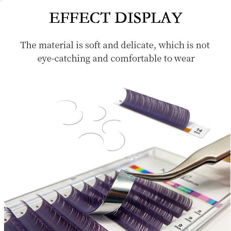 NATUHANA Dark Colored Eyelashes Extension Individual Natural False Mink Colorful Eyelash Grey Blue Color Lashes for Party Makeup 250110