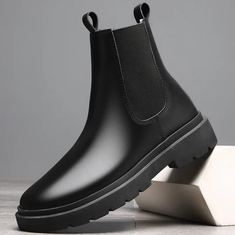 Autumn Chelsea Boots for Men Black Men Boots Fashion Winter Slip on Ankle Boots Retro Motorcycle Booties botas para hombre 250120