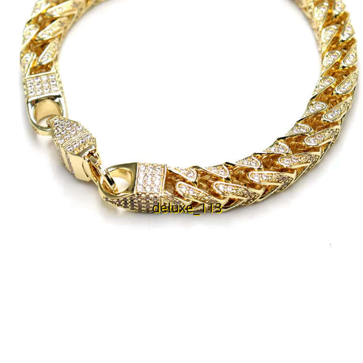 Miami 14K Gold Plated Dia Iced Out Cubic Moissanites Cuban Bracelet Jewelry For Women Men