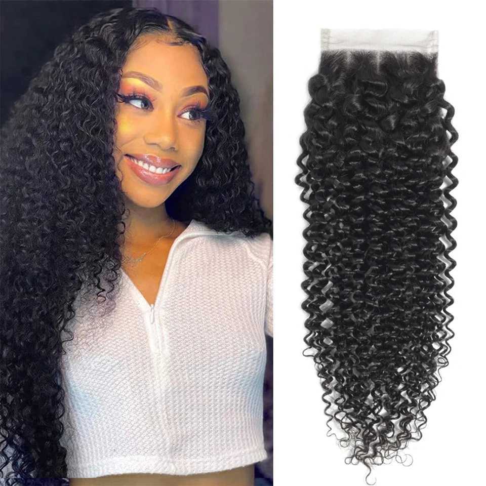 Yyong 4X4 Lace Clo Brazilian Kinky Curly Hair 100% Remy Human Hair One Lace Clo Can Be Bleached Knots Natural HairlineXJ250120