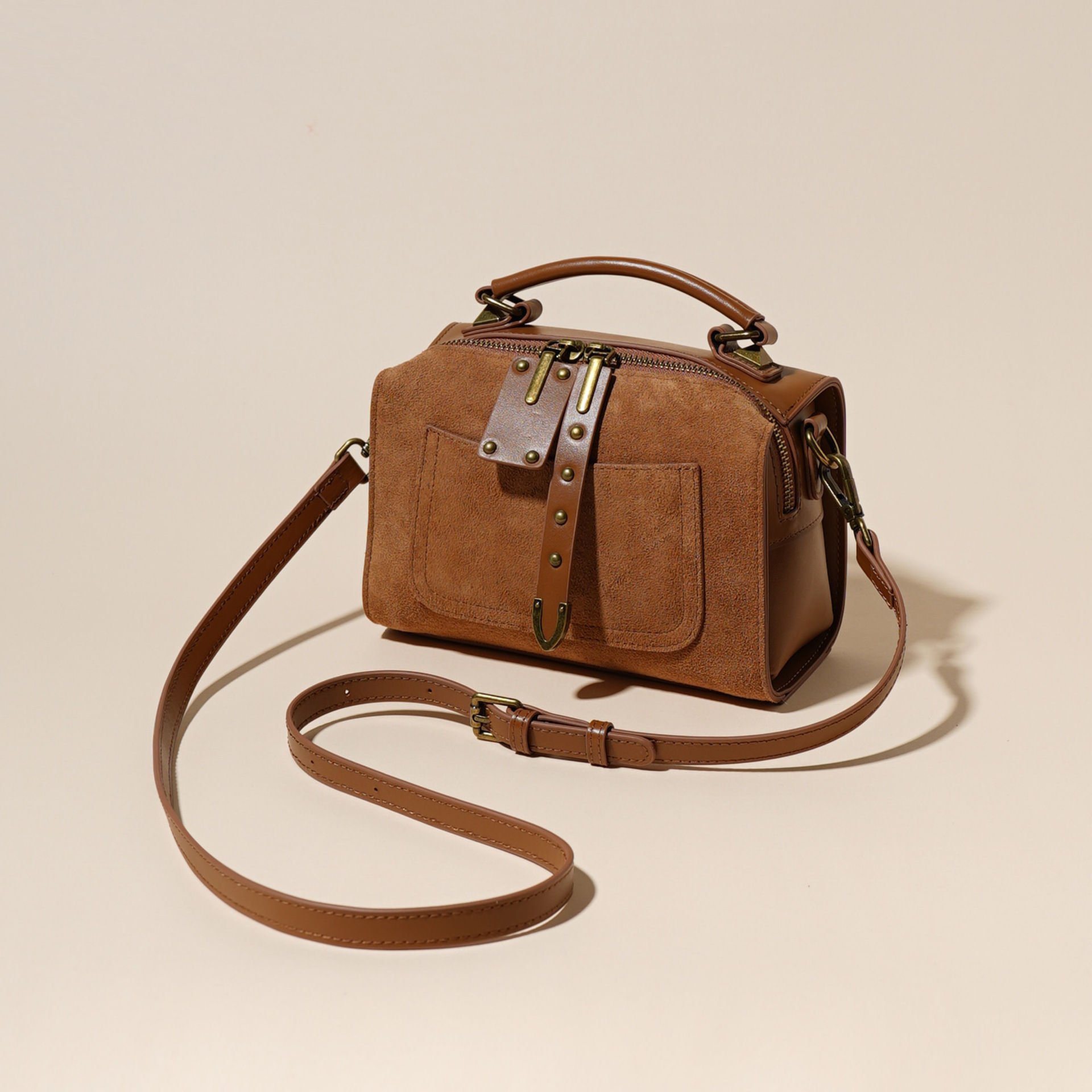 Bag Genuine Leather Boston Women's Autumn Winter New Style, Trendy And Fashionable, Versatile For Commuting, Shoulder Bag, Crossbody Handbag
