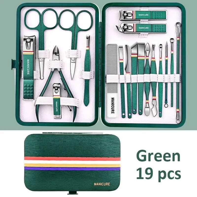 11-13pcs/set Nail Cutter Set Stainless Steel Nail Clippers Set With Folding Bag Manicure Kits Scissors Makeup Beauty ToolXJ250121