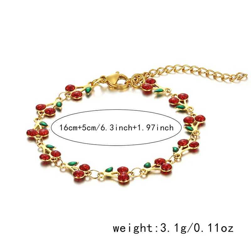 Charm Cherry Bracelet For Women Retro Bohemian Stainless Steel Bracelet For Girls Party Holiday Fashion Jewelry Gift W250121