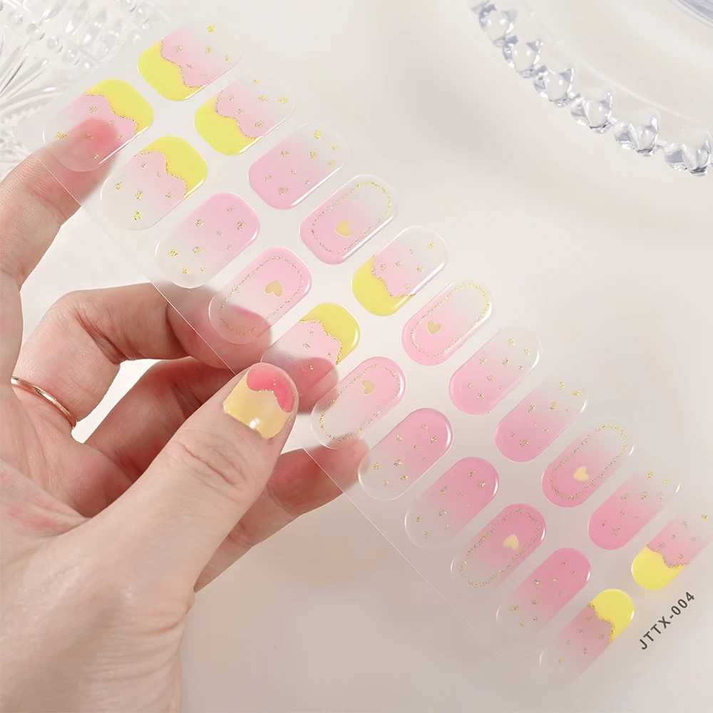 1Sheet Cured Gel Nail Strips Sticker Long-Lasting Nail Polish Strips Wraps Full Cover Gel Nail Art Stickers UV/LED Lamp RequiredXJ250120