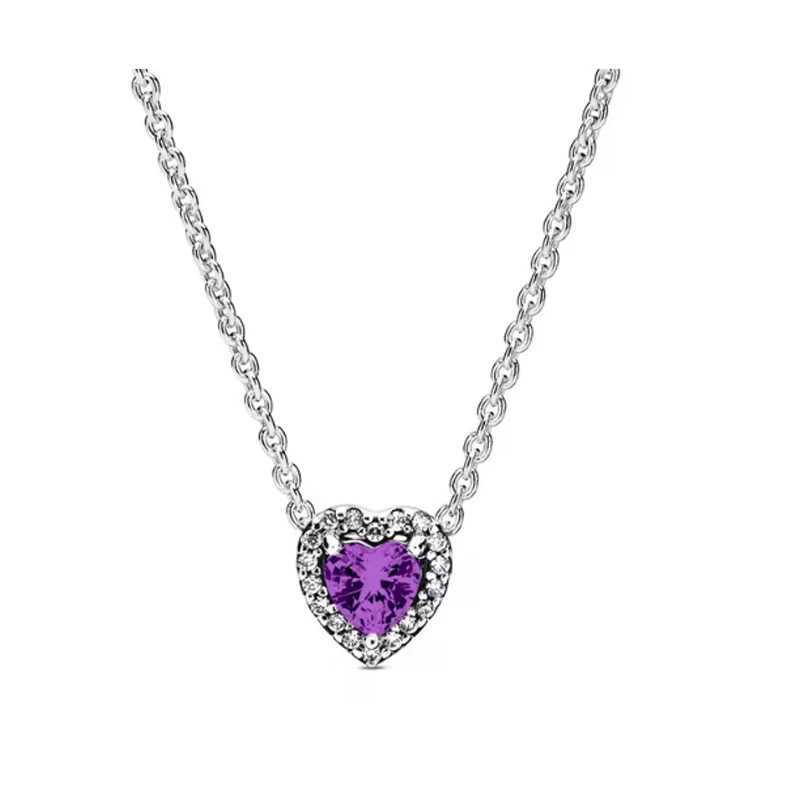Classic 925 sterling silver womens high-quality fashionable heart-shed crystal necklace fit original charm beads DIY giftXJ250114