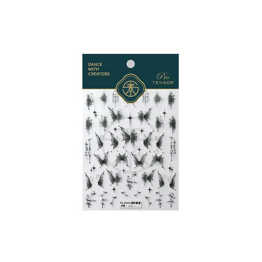 3D Embossed Butterfly Nail Art Stickers Decals Self-Adhesive Nail stickers 5D Black Butterfly Nail SuppliesXJ250120