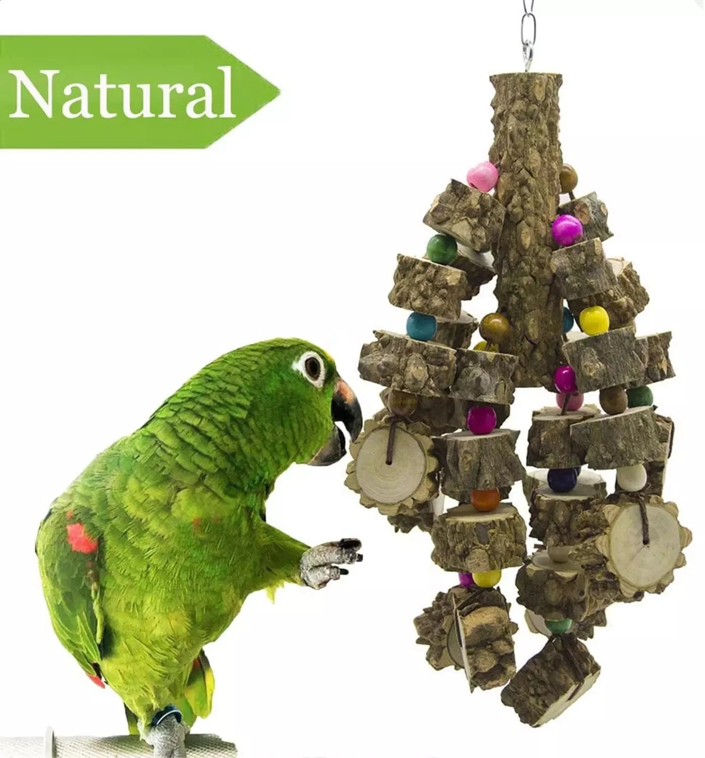 Bird Toys Natural Wood Large Parrot Toy Bird Toys for African Grey Macaws Cockatoos Parrot Birds and More 250121