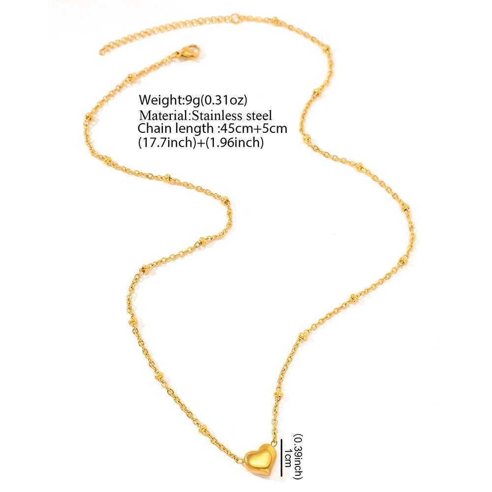 Stainless Steel Necklaces French Heart Pendant Bead Chain Character Valentines Day Necklace For Women Jewelry Anniversary GiftsXJ250121