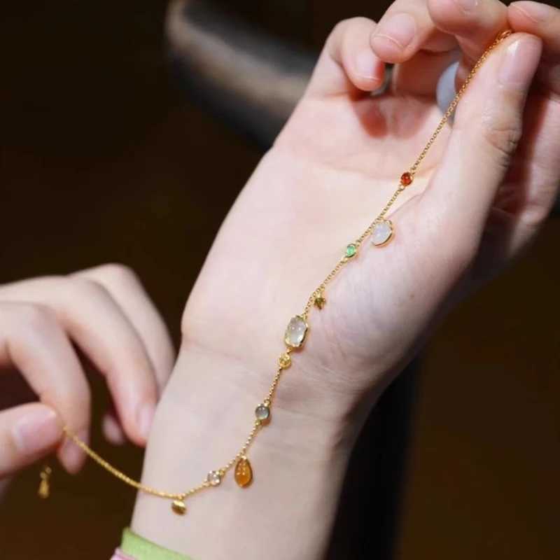 anry Multicolor Zircon Pendant Anklets For Women Girls French Vintage Gentle Temperament Simple Summer Beach Party JewelryXJ250121
