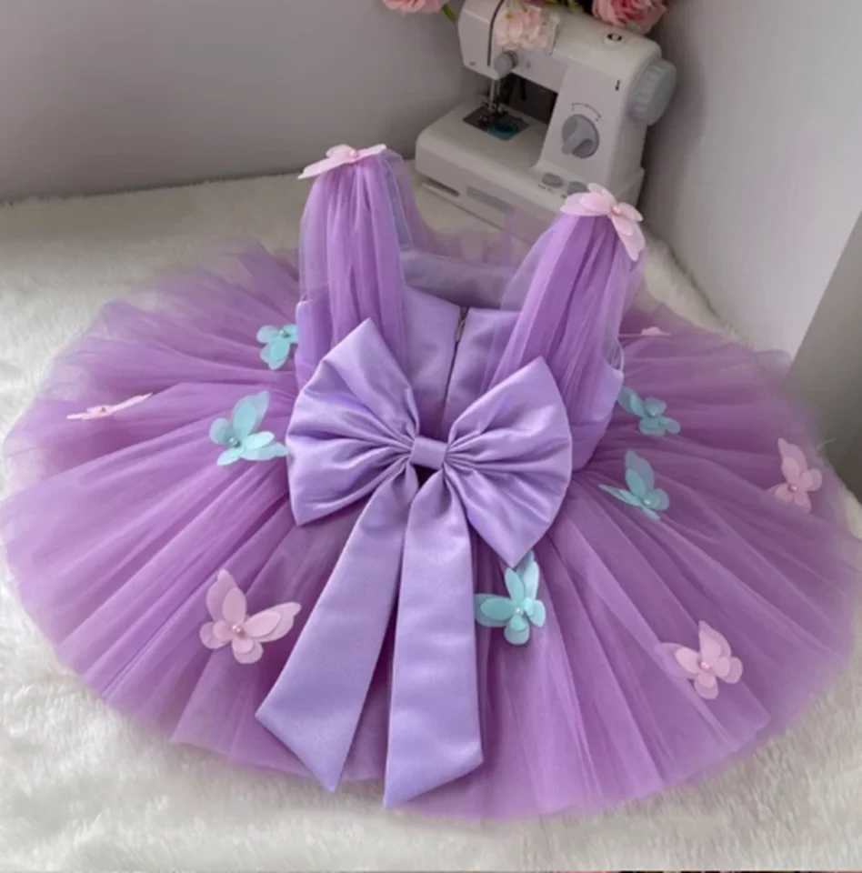Flower Girl Dresses Elegant Princess Satin Ball Gown For Kids Birthday Party Dress Simple Bow First Communion Dress X250203