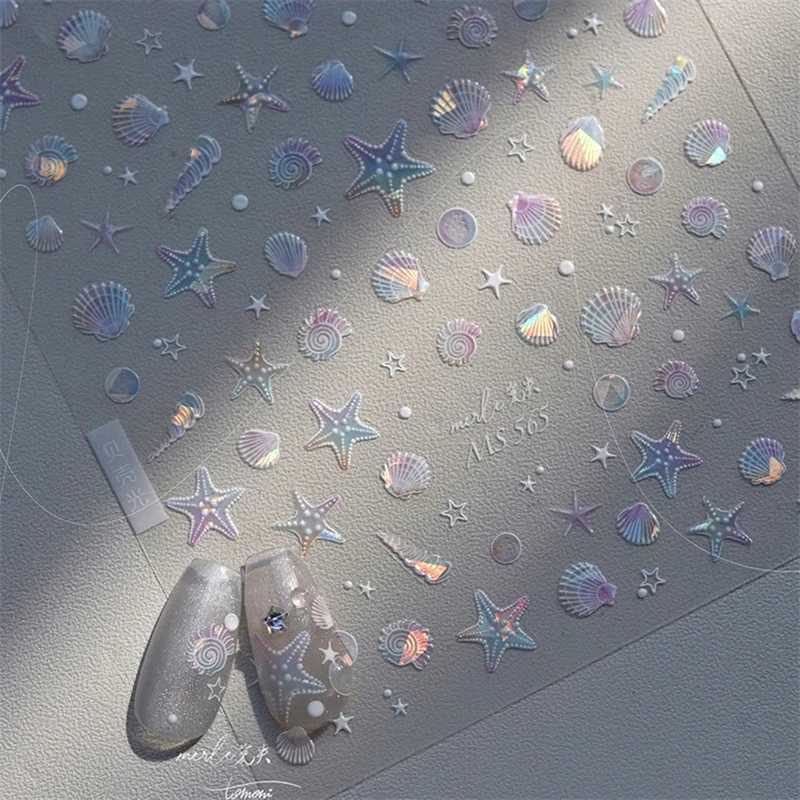 Summer Beach Ocean Shell Starfish Clams Conch Stars Sea Bubble Seasnail Soft Relief Decoration Nail Art Stickers Manicure DecalsXJ250120