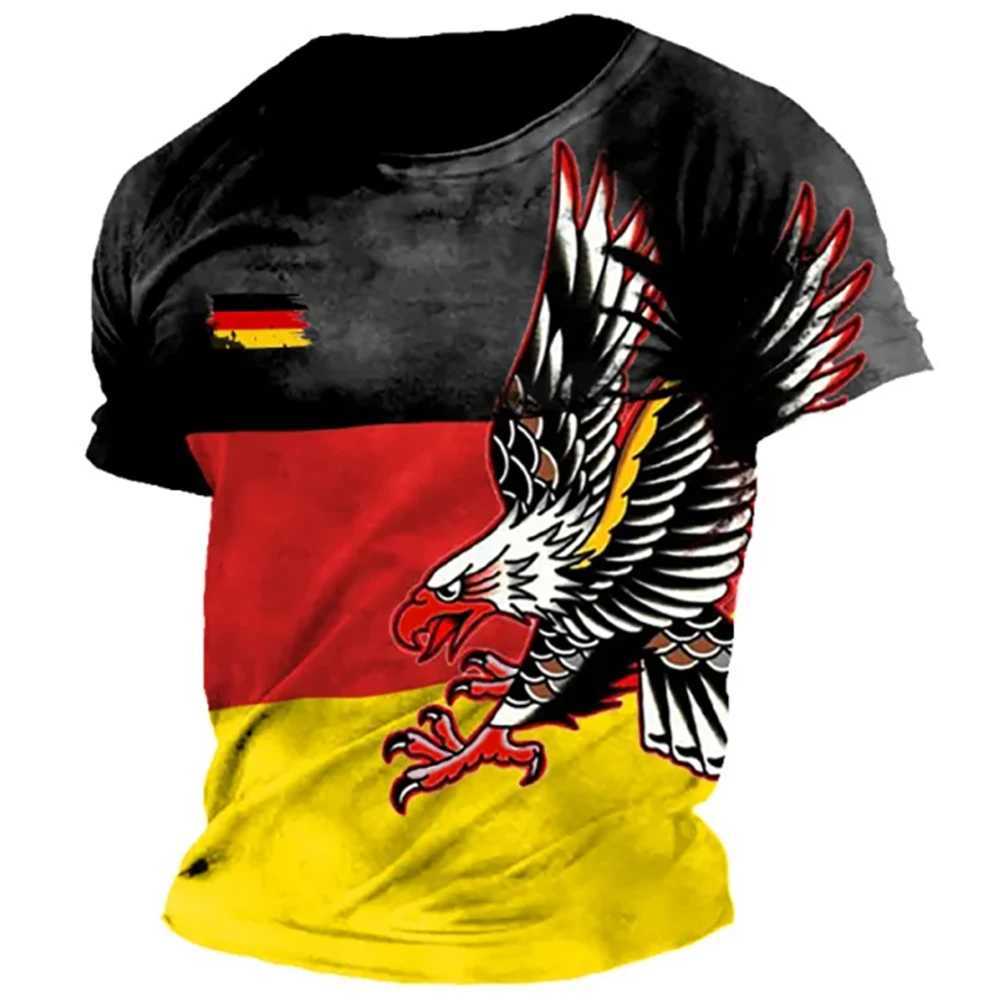 German mens T-shirt with German flag print O-neck short sleeved loose T-shirt summer mens retro clothing X250203