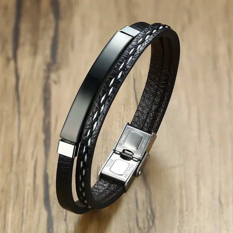 Delysia King 2021 Fashion Mens Leather Bracelet Casual Color Comparison Stainless Steel Bracelet W250121