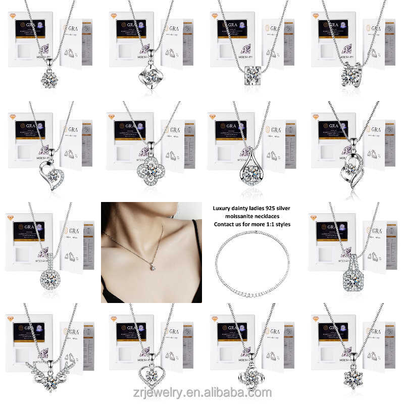Mama Silver Dainty Moissanite Heart Ladies Men Luxury Women Cuban 925 Silver Women Tennis Moissanite Necklace