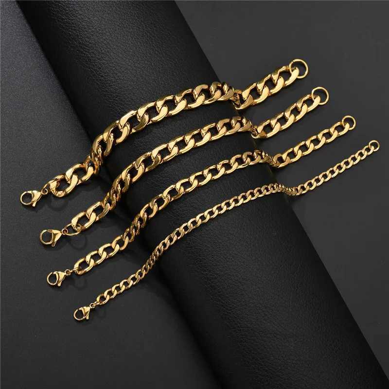 ZORCVENS Stainless Steel Couple Men/Woman Bracelets Fashion Curb Cuban Link Chains On Hand Rock Bracelet Wrist Jewelry Gifts W250121