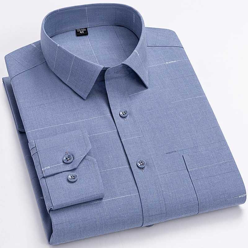 2024 New Mens Long Sleeve Shirt Fashion Casual Soft Anti-wrinkle Business Formal Stripe Regular Fit Male Blouse Large Size 7XLXJ250121