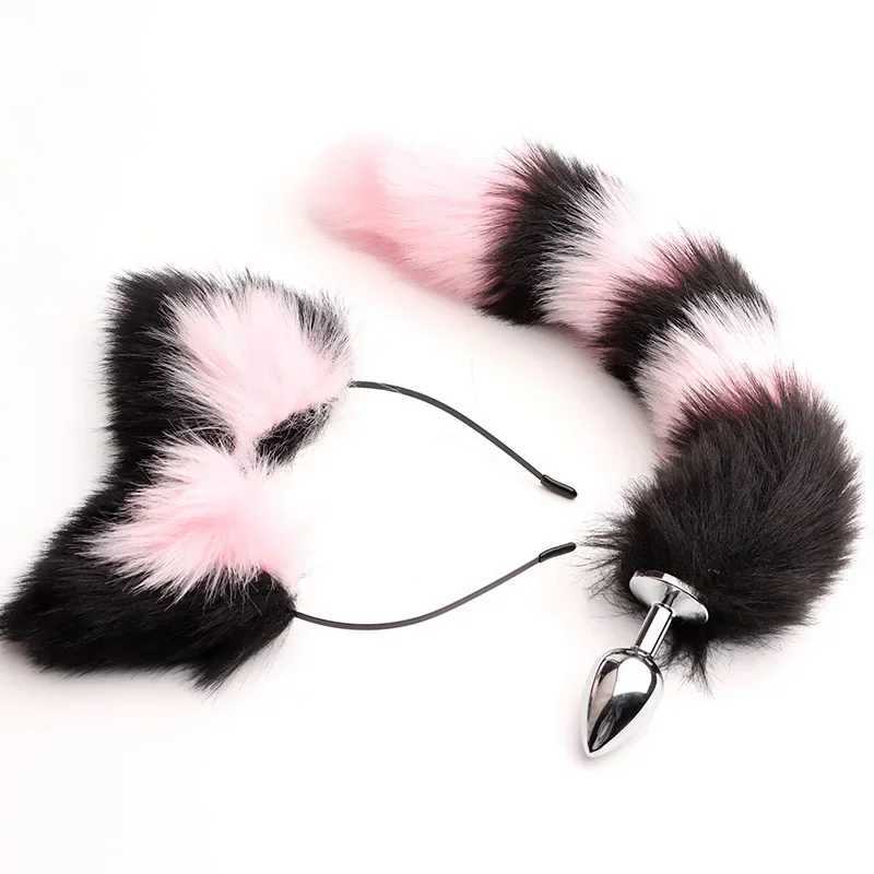 40cm Fox Tail Anal Plug Sexy P Cat Ears Headbands Set Butt Plug Tail Erotic Cosplay Sex Toys for Women Anal MasturbatingXJ250121