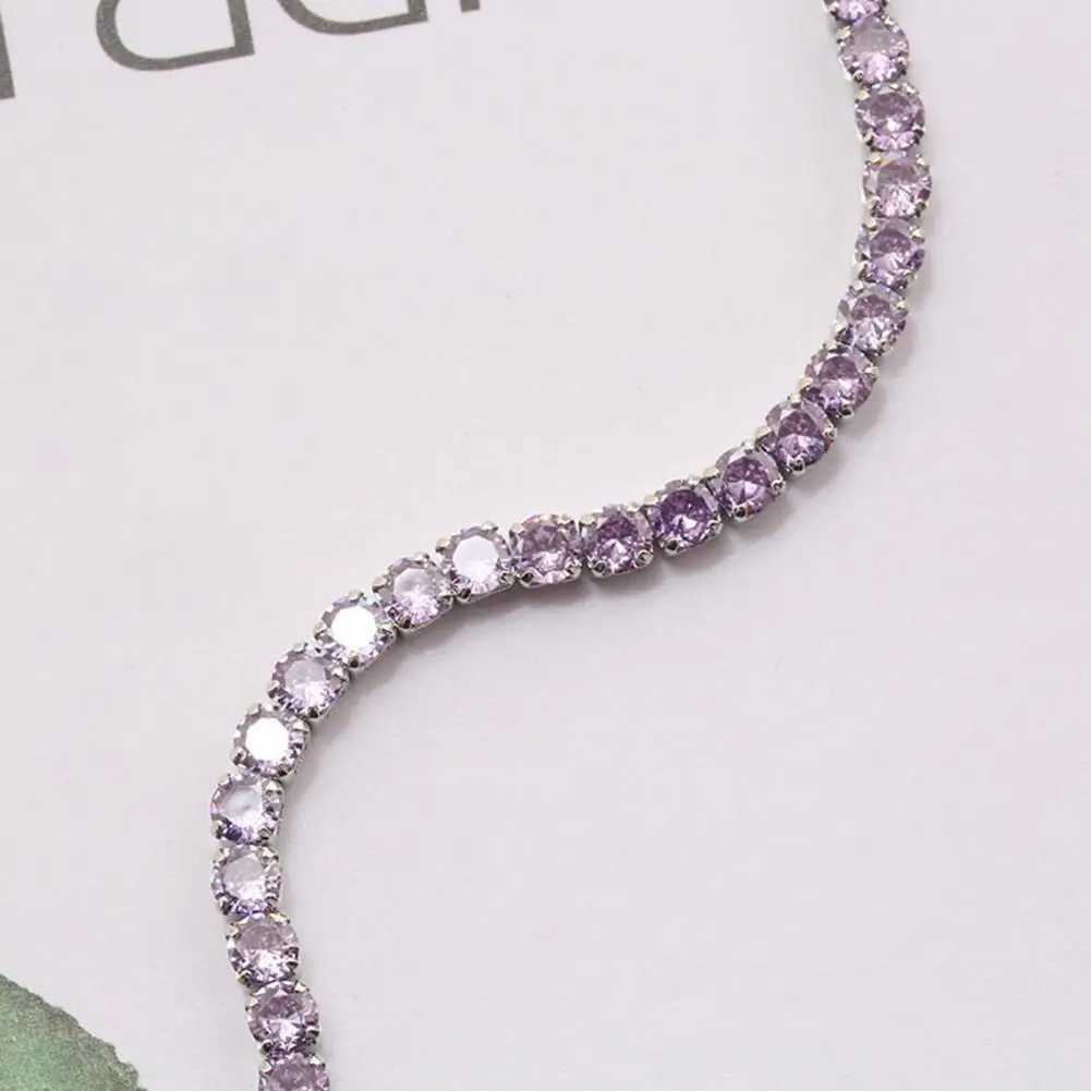 Fashion Bracelet Rhinestone Delicate Exquisite Multicolor Sparkling Dress-up Ravishing Tennis Bracelet Women Wrist Jewelry W250121