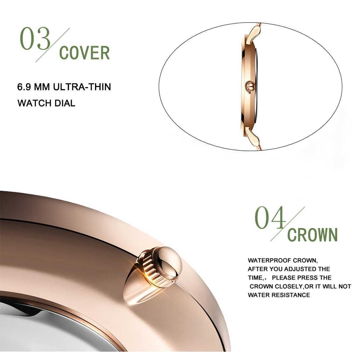 Wen Watch Top Brand Dropsing Japan Quartz Movement 36mm Rose Gold Waterproof Fashionable Nordic Minimalist Ladies Watches X250203