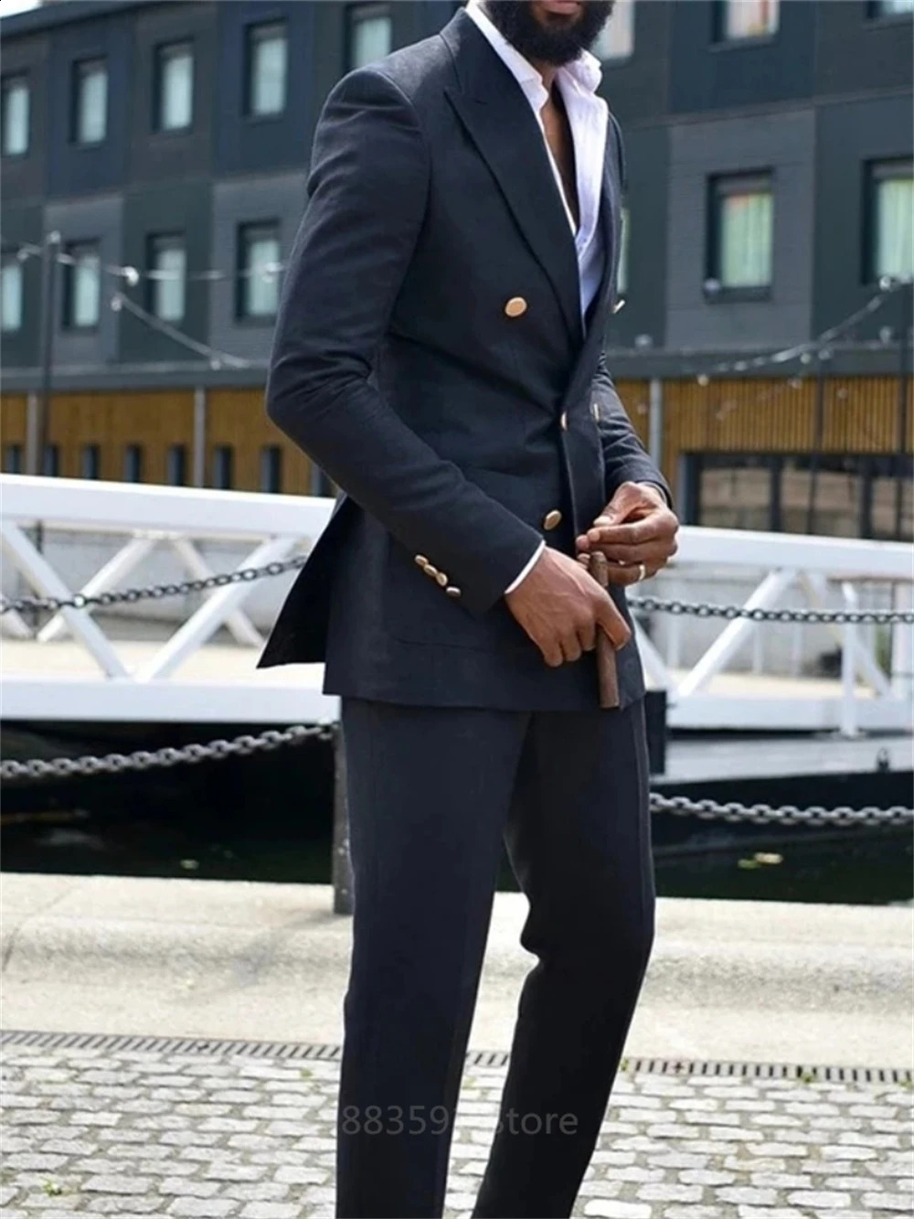 Peaked Lapel Double Breasted Suits for Men Wedding Slim Fit Formal Groom Tuxedo Black Custom Made Suit Jacket with Pants 2024 250121