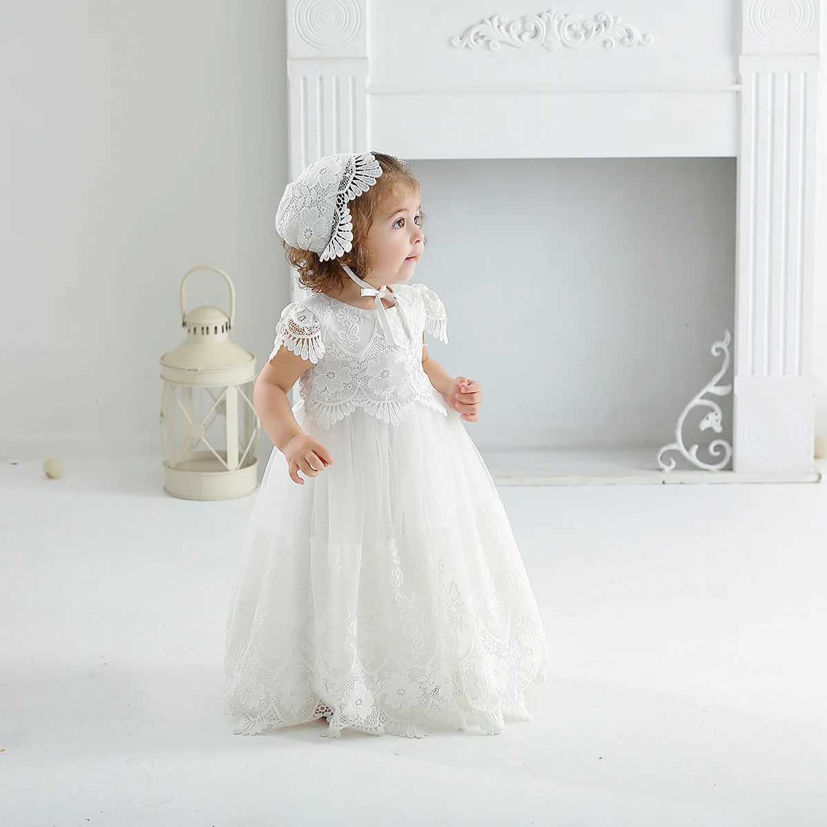 Infant Baby 1st Birthday Baptism Dresses for Kids Girls White Wedding Party Princess Gown Tulle Toddler Summer Clothes 0 1 2Y X250203