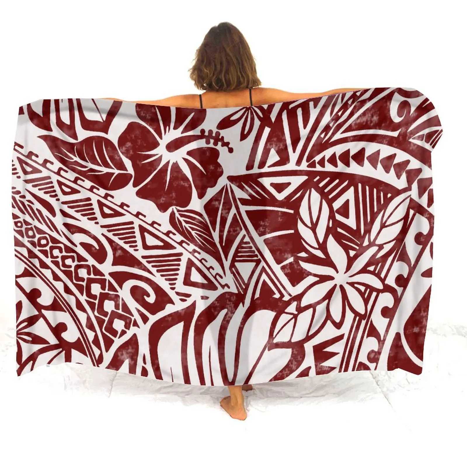 Samoa Island Club Ladies Sarong Shl Custom Beach ron Sunblock Coat Polynesian Flower Pattern Design New 2024 W250120