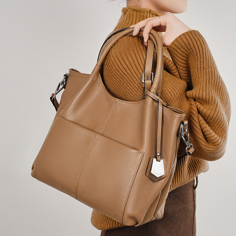Bag Genuine Leather Women, New Single Shoulder For Spring/Summer 2025, Women's Large Capacity Tote Middle-Aged Mother Bag, Crossbody Bag