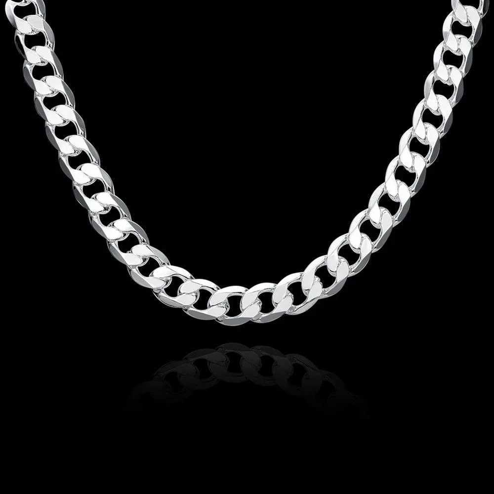 Special offer 925 Sterling Silver necklace for men classic 12MM chain 18-30 inches fine Fashion brand jewelry party wedding giftXJ250114