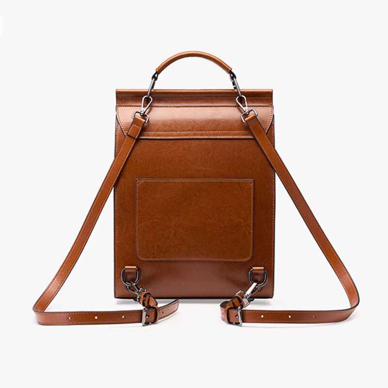 Genuine Leather Women Backpack Vintage College Style Student Back To School Cowhide Women's Bag Girl's Computer Backpacks