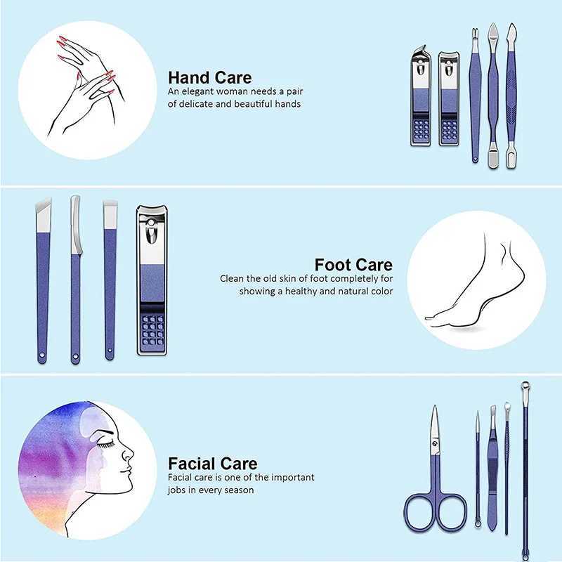 7/10/12/18 Pcs/Set Nail Pedicure Tools Portable Travel Hygiene Kit Nail Cutter Nail Kit Professional Set Makeup ToolsXJ250116