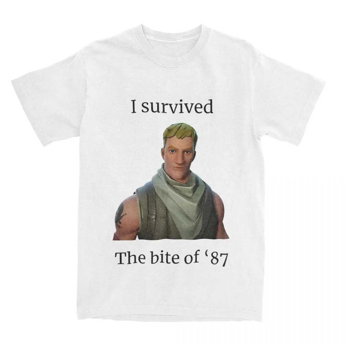 Fortnitions I Survived The Bite Of 87 T-Shirt Men Women Shooting Game Humor Pure Cotton Tees Crewneck T Shirt Plus Size Clothing X250203