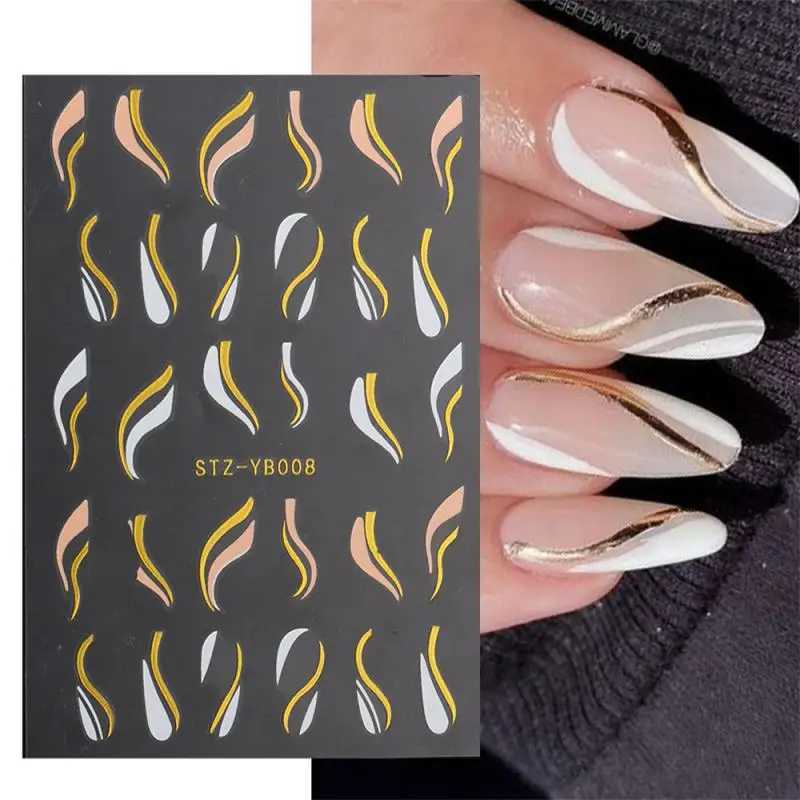 Royalblue Blooming Smoke Nails Stickers Marble Design Coloring Bloom Manicure Decals Golden Wave Drawing Foil Nail ArtXJ250120