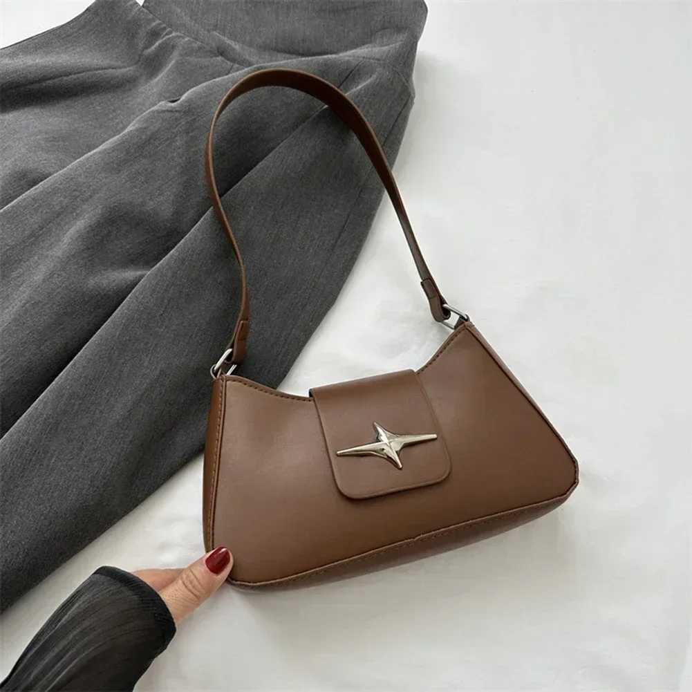 Womens Vintage PU Leather Shoulder Bags 2024 Zipper Hasp Y2K Small Purse Luxury Brand Female Handbags Ladies Underarm Tote BagXJ250121
