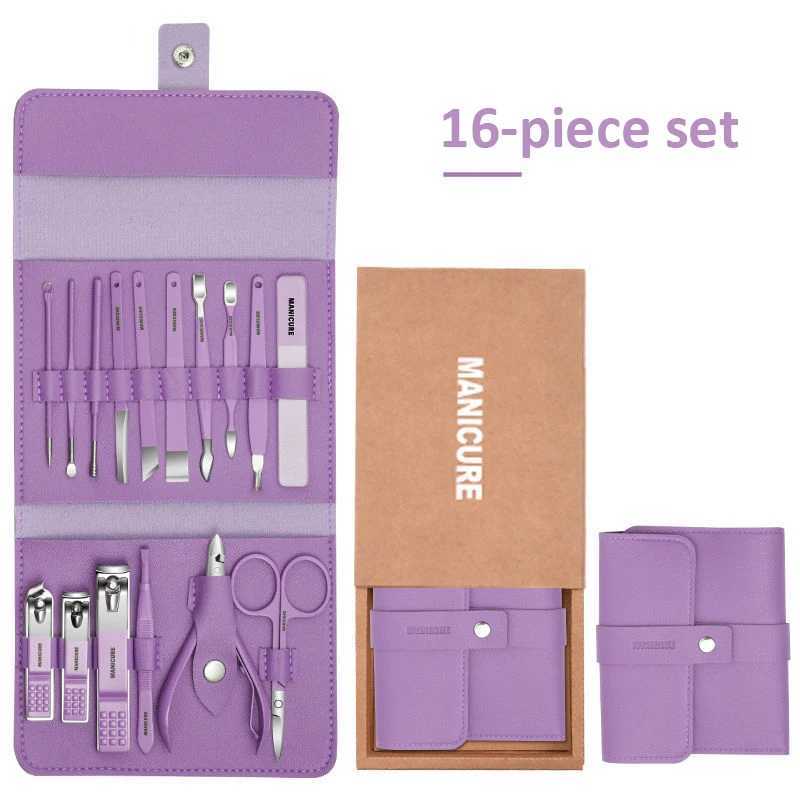 16pcs Travel Manicure Kit Tweezers and Nail Clipper Set Stainless Steel Scissors Cuticle Nipper Pedicure Tools Kit Portable NaXJ250116