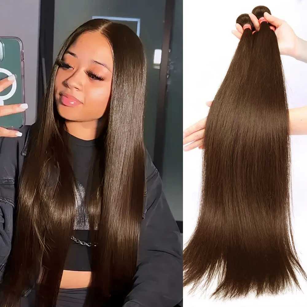 4# Human Hair Bundles Bone Straight Human Hair Bunldes Weave 1 3 4 Bundles Cheap Deal Remy Hair Extension Chocolate Brown ColorXJ250120