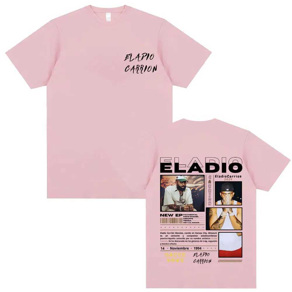 Rapper Eladio Carrion Double Sided Print T-shirt Men Women Fashion Oversized Streetwear Male Vintage Casual Pure Cotton T Shirts X250203