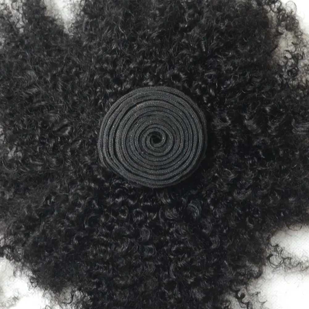 Afro Kinky Curly Human Hair Bundles 8 - 20 Inch Curly Weave 100% Unprocessed Virgin Extensions for Black Women Natural ColorXJ250120
