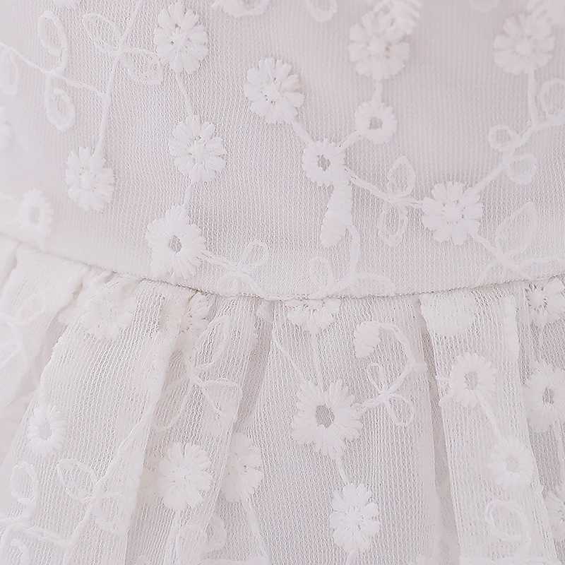 Summer White Newborn First Birthday Dress Baby Girl Dress Solid Lace Princess Baptist Dress Party Dress X250203