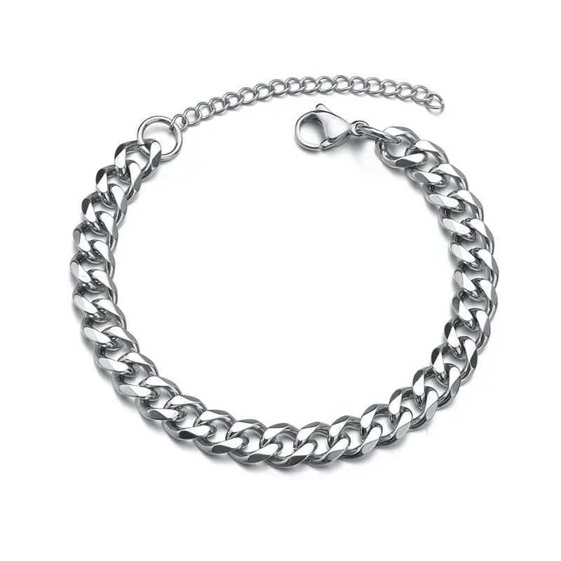 3/5mm Chunky Chain Bracelet for Men Stainless Steel Cuban Link Chain Wristband Classic Punk Heavy Male Jewelry Accessories W250121