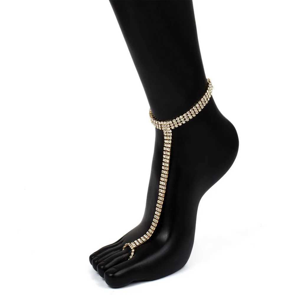 Stonefans Bridal Crystal Anklet Chain Foot Jewlery for Women Charm Rhinestone Multilayer Foot Chain Beach Anklet Toe ChristmasXJ250121