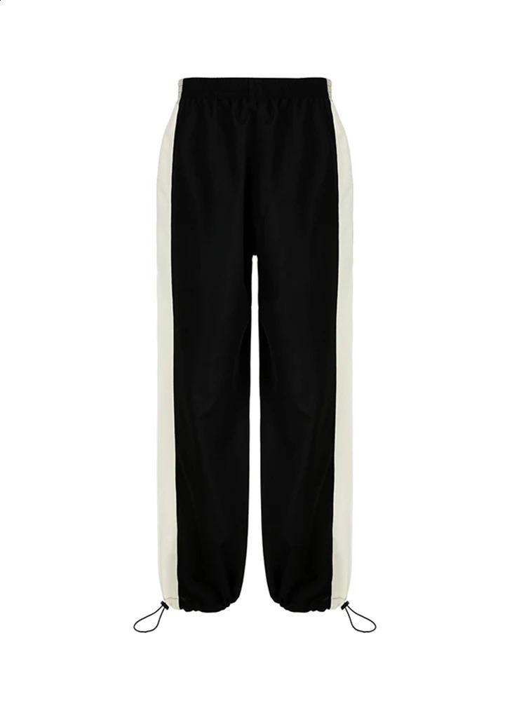 Contrast Patchwork Track Pant Elastic High Waist Casual Loose Hippie Baggy Trousers Woven Jogging Sweatpants 250113