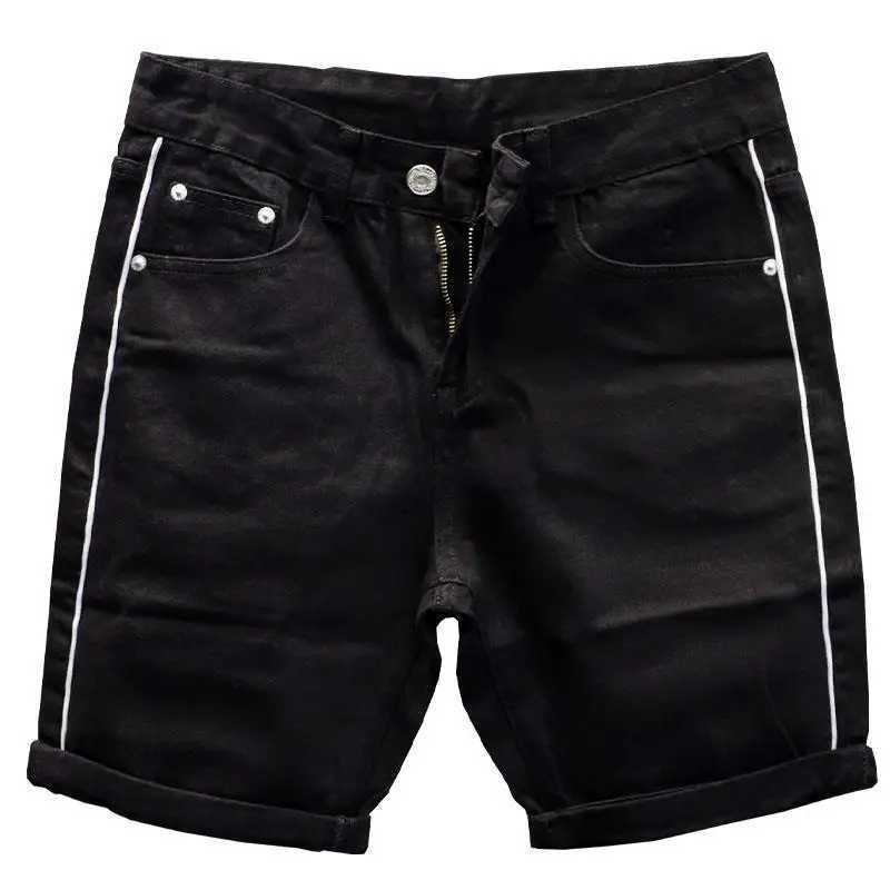 Fashion Korean Style Clothes Summer Short Pants Slim Fit Denim Jeans Shorts for Men with Striped Design Boyfriend Shorts Jeans X250203